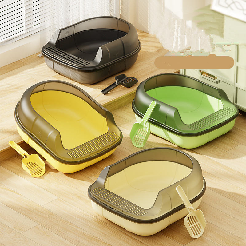 Felinabox open cat litter box available in black yellow and green - high-side easy clean range
