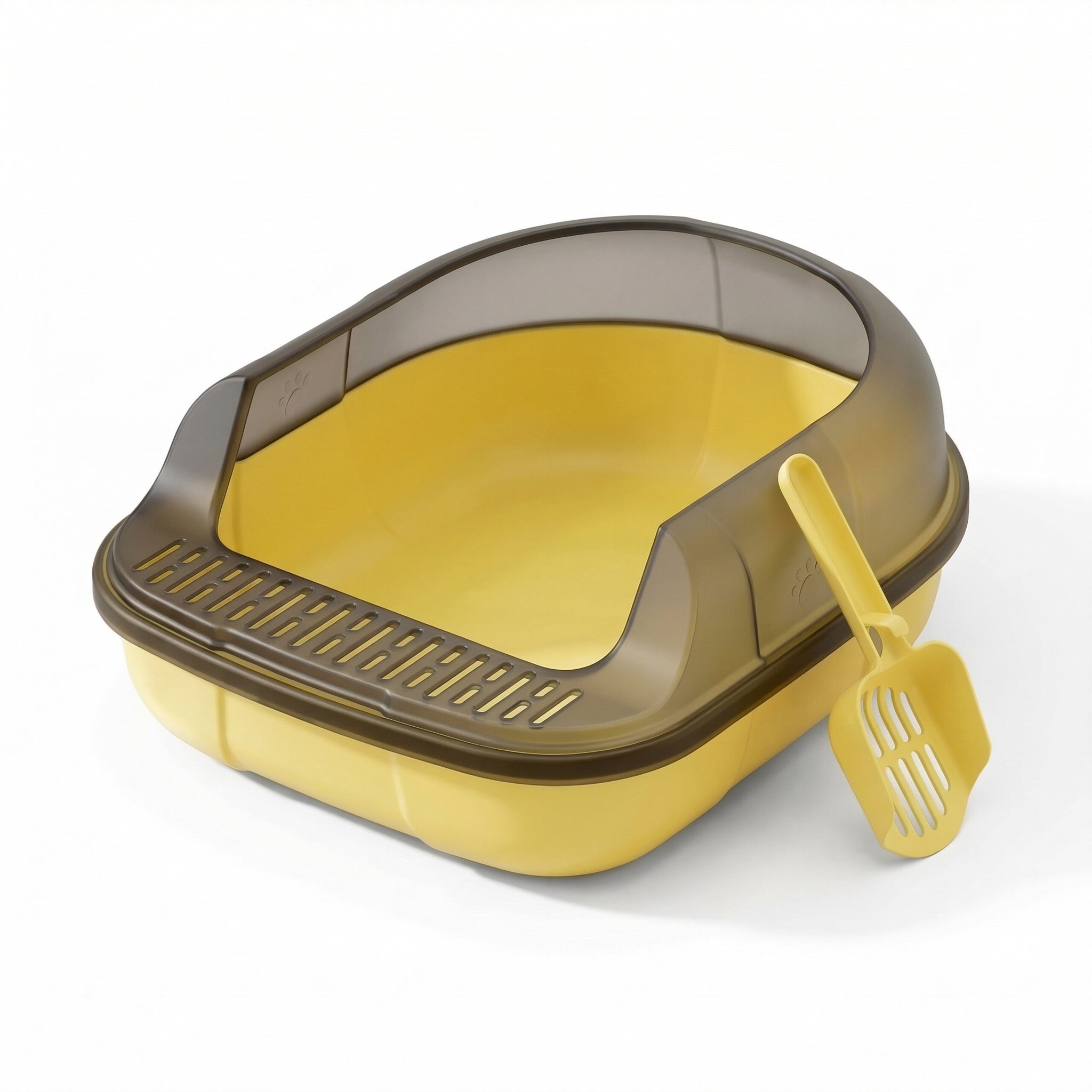 Open Cat Litter Box with High Sides - Easy Clean Design