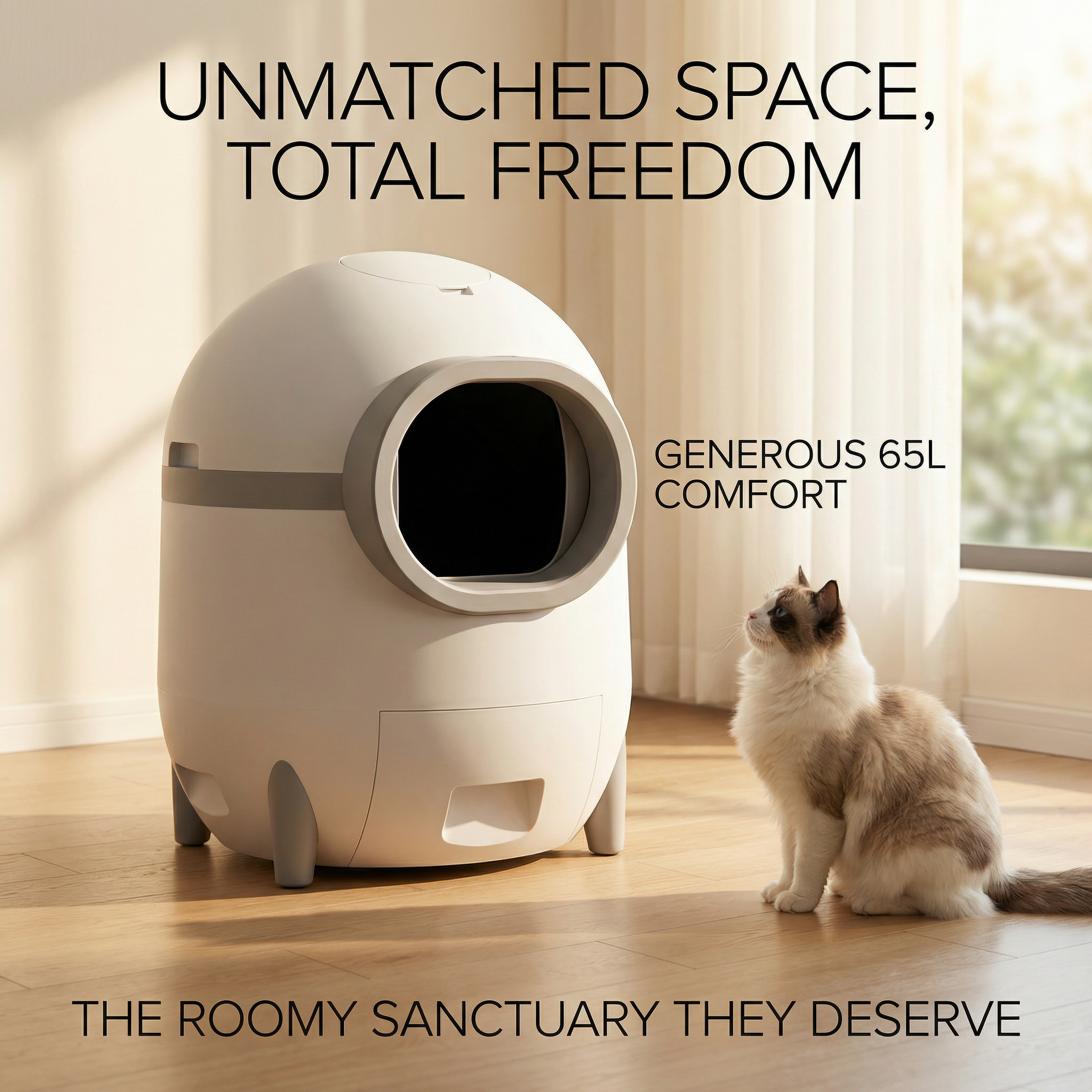 Felinabox 65L smart litter box spacious interior for cats of all sizes - total freedom design