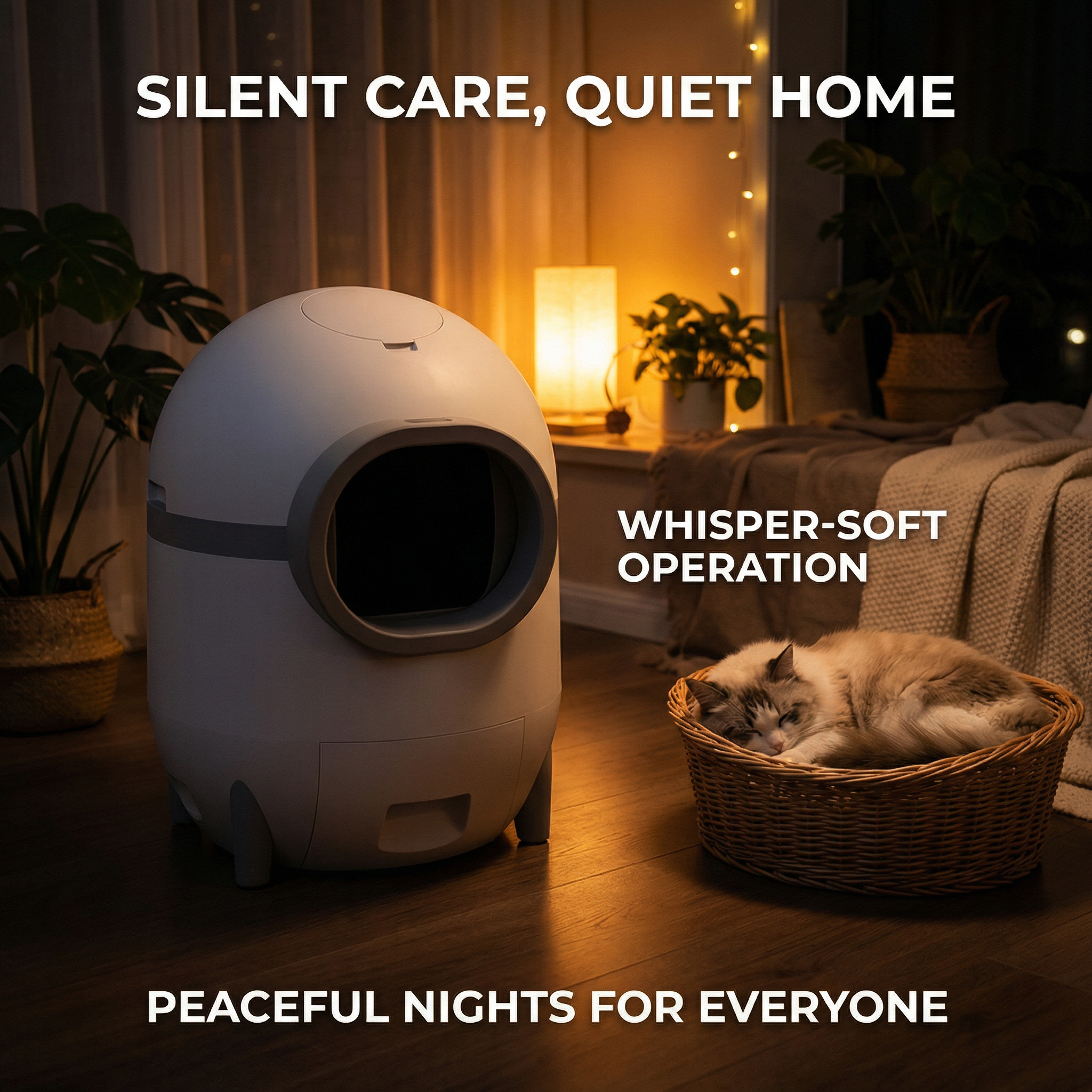 Smart Self-Cleaning Cat Litter Box Large 65L Capacity